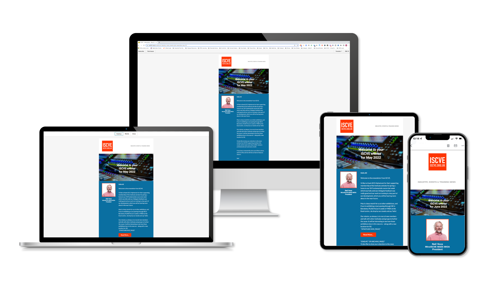 ISCVE Newsletter on Screens 1920 x 1200px Image ISCVE Newsletter on Screens 1920 x 1200px Image